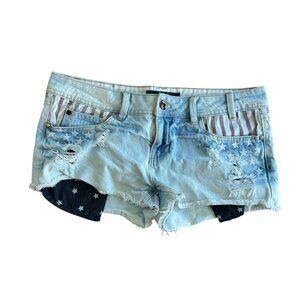 YMI Vintage USA Flag Cut Off Jeans Shorts Size 9 Juniors Womens American Flag